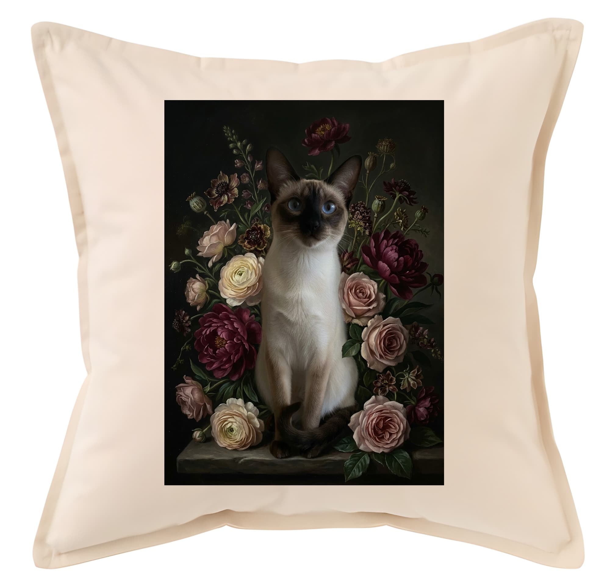 Balinese Floral Oil-Painting Floral Cushion