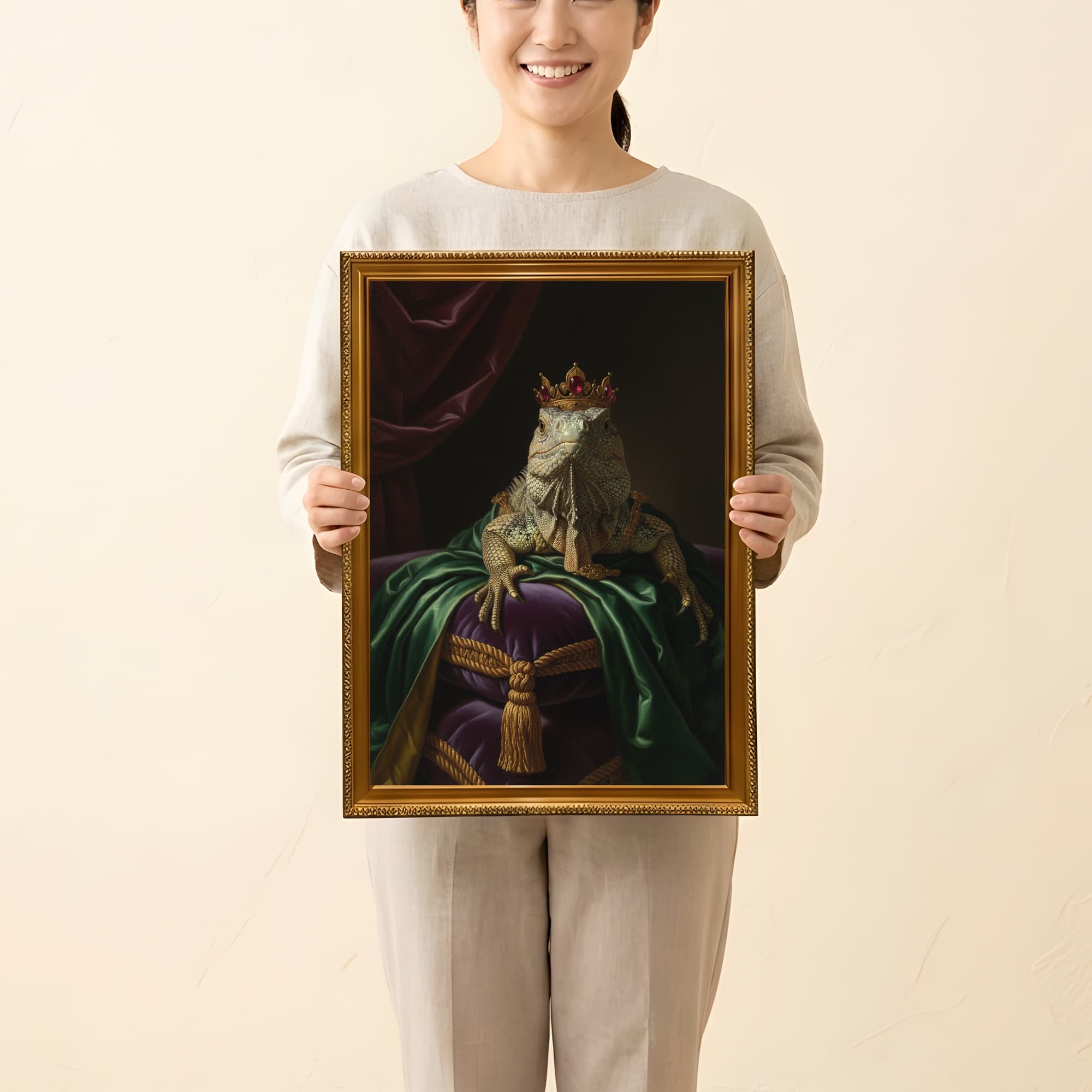 トゲオイグアナのルネサンス肖像画額装プリント(A3サイズ) 2
