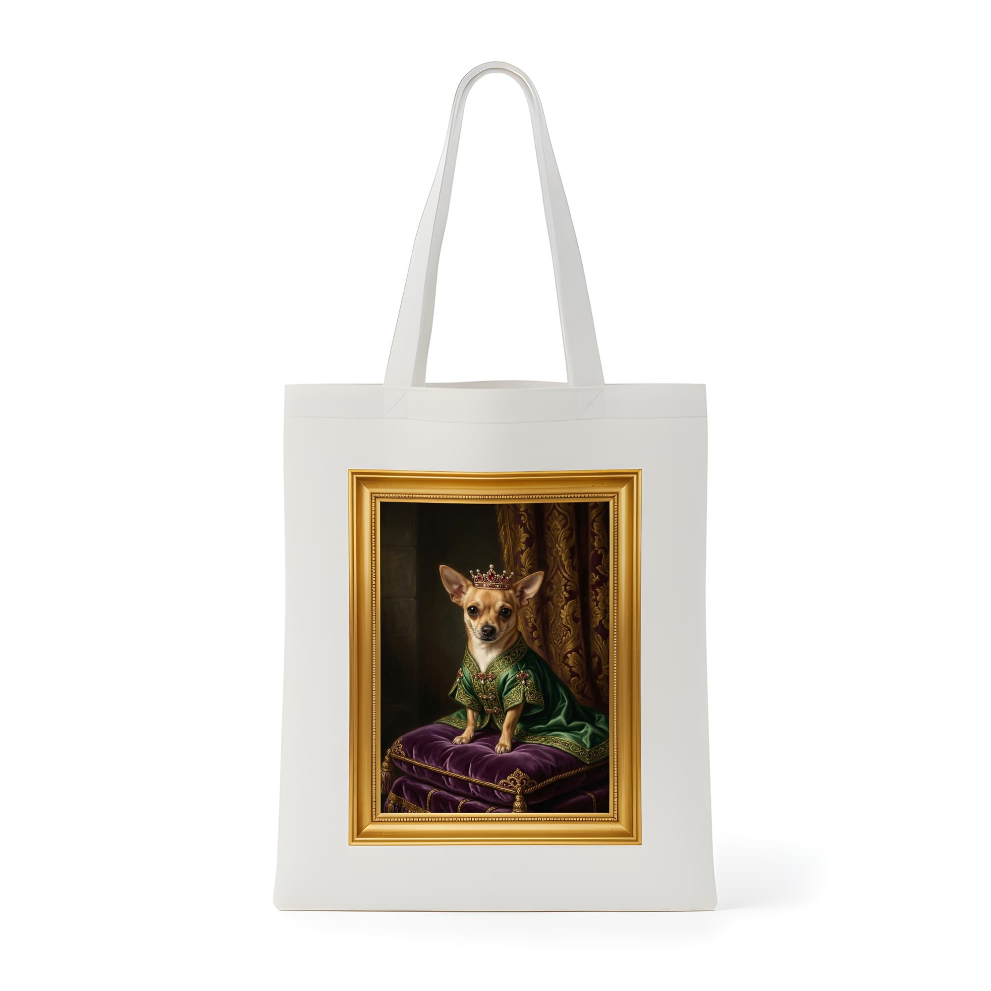chihuahua Renaissance Portrait Tote Bag (Color Print, Framed Design)