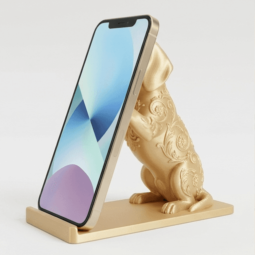 ビーグルのルネサンス肖像画スマホスタンド(シルクゴールド)