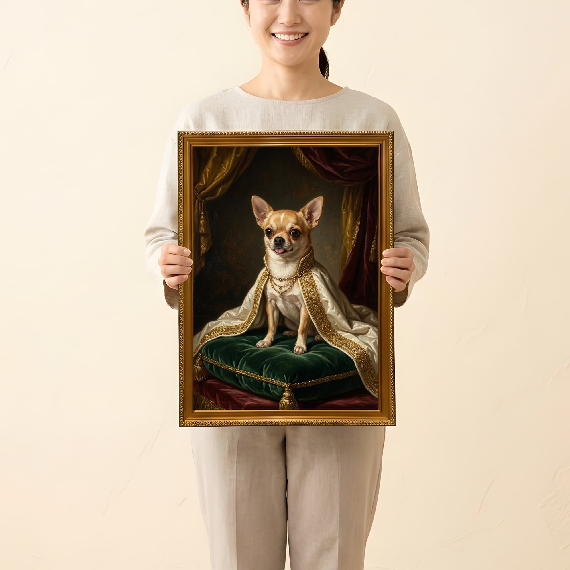 チワワのルネサンス肖像画額装プリント(A3サイズ) 2