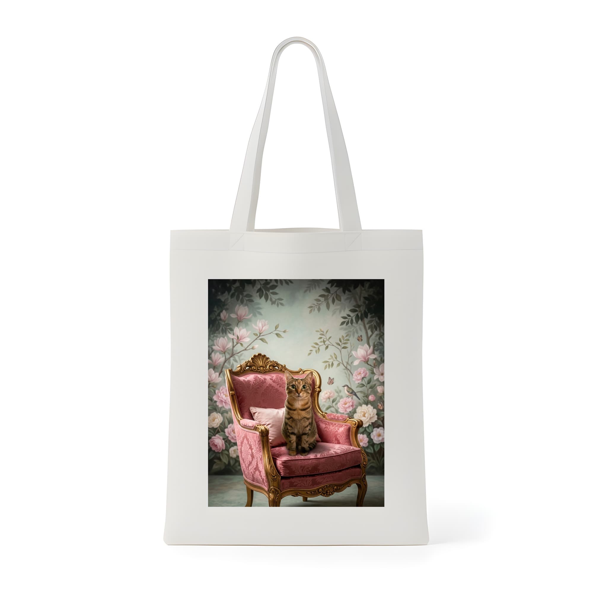 mixed breed cat Shabby Pink Oil-Painting Rococo Tote Bag