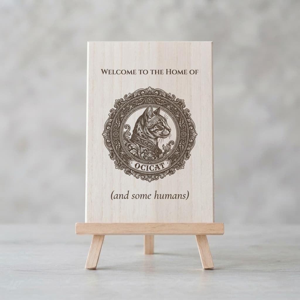 Ocicat Renaissance Portrait Wooden Welcome Board