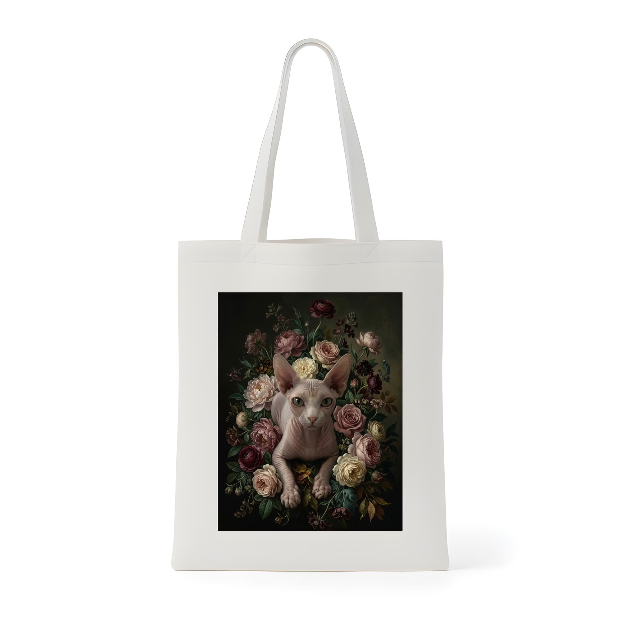 Sphynx Floral Oil-Painting Floral Tote Bag