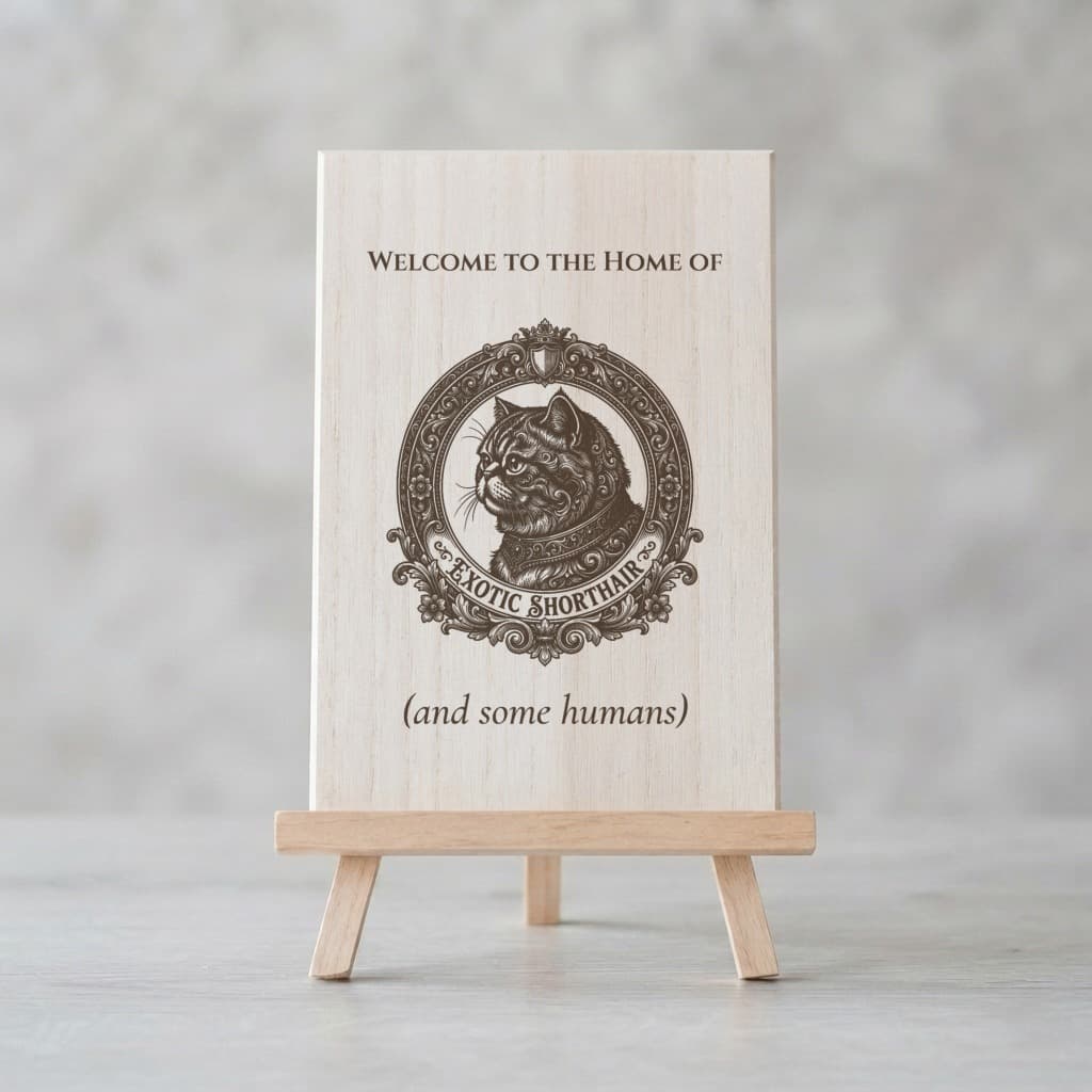 Exotic Shorthair Renaissance Portrait Wooden Welcome Board