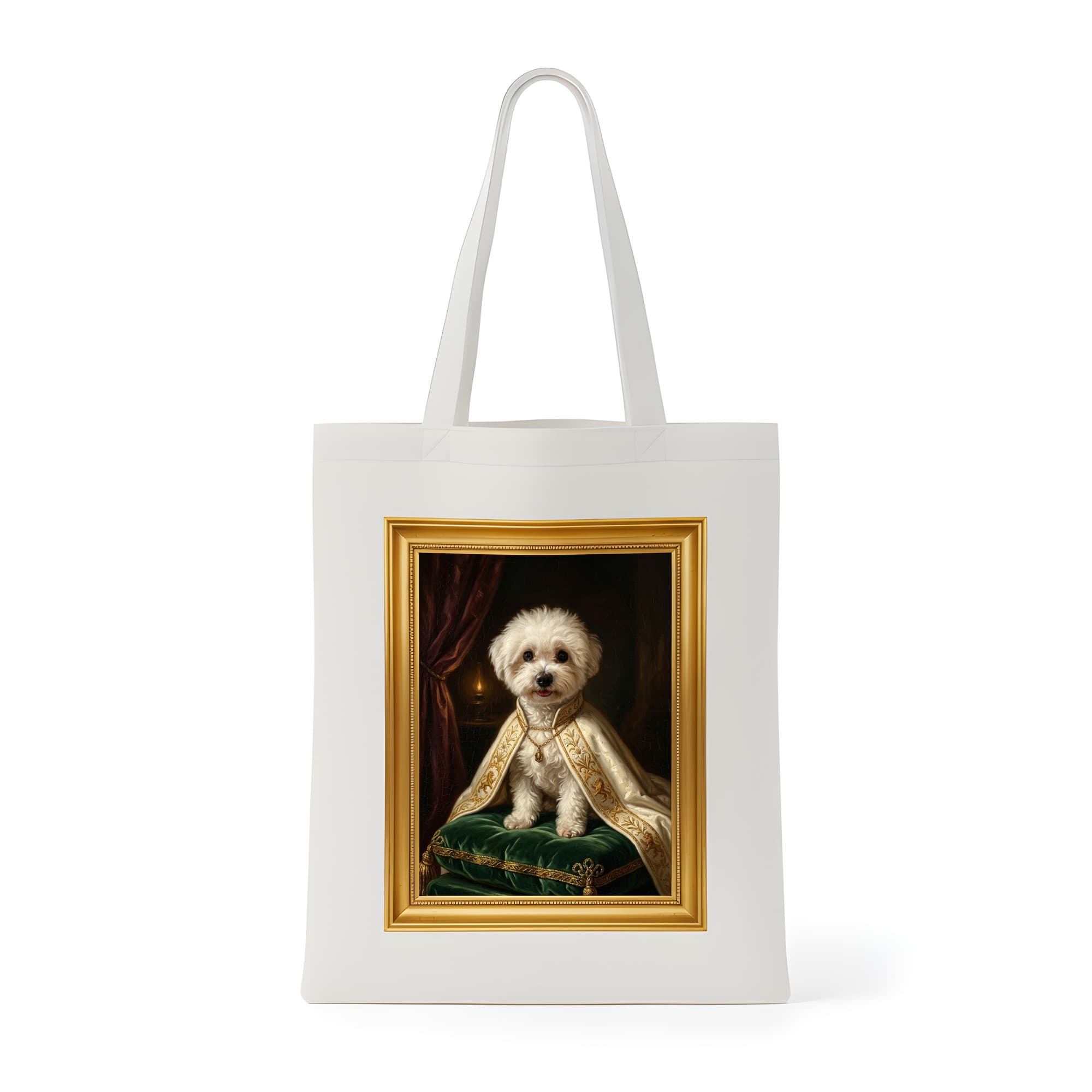 bichon frise Renaissance Portrait Tote Bag (Color Print, Framed Design)