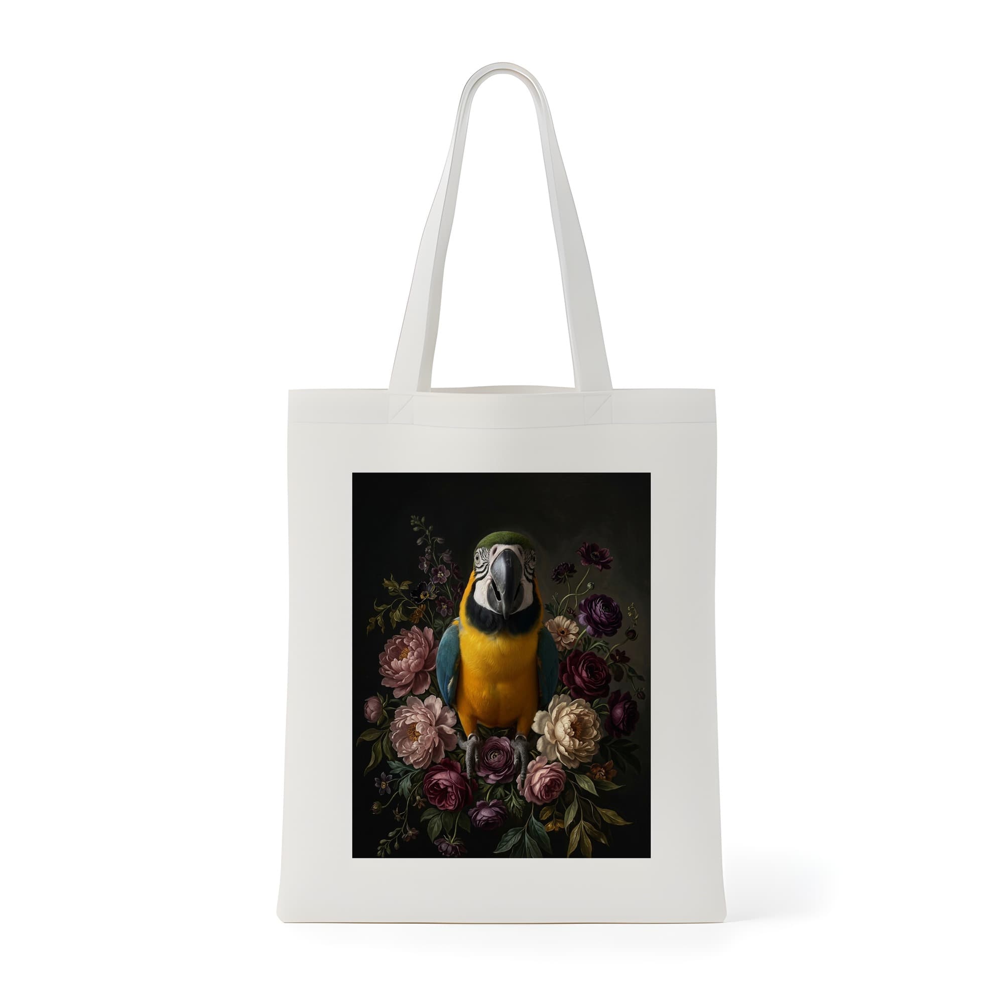 Blue-and-yellow Macaw Floral Oil-Painting Floral Tote Bag