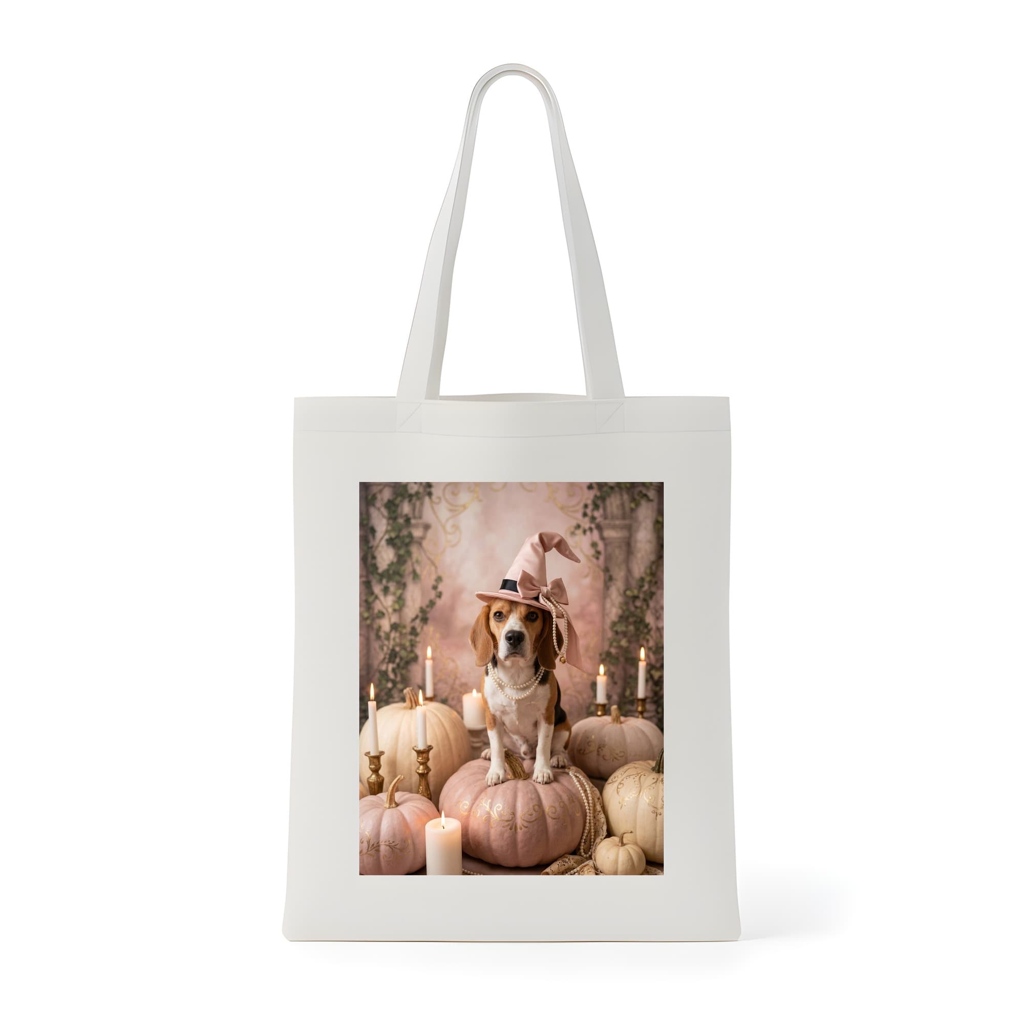 beagle Pumpkin & Candlelight Oil-Painting Halloween Tote Bag