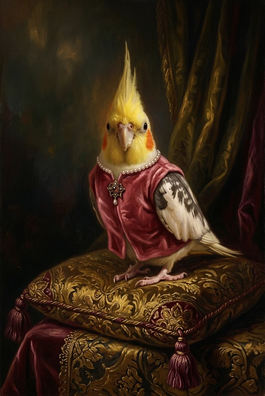 オカメインコのルネサンス風肖像画