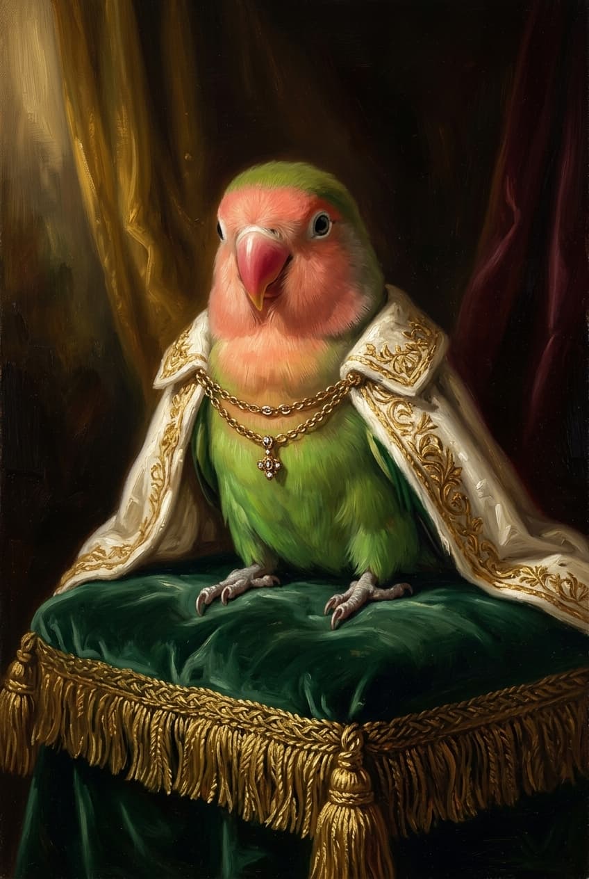 コザクラインコのルネサンス風肖像画