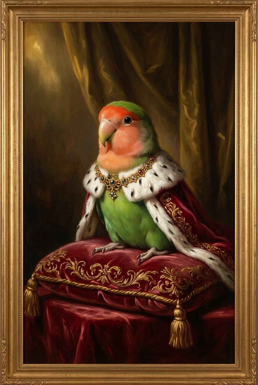 コザクラインコのルネサンス風肖像画