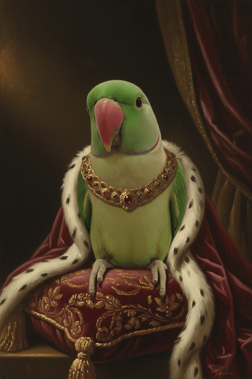 アレクサンドリンインコの額装プリント