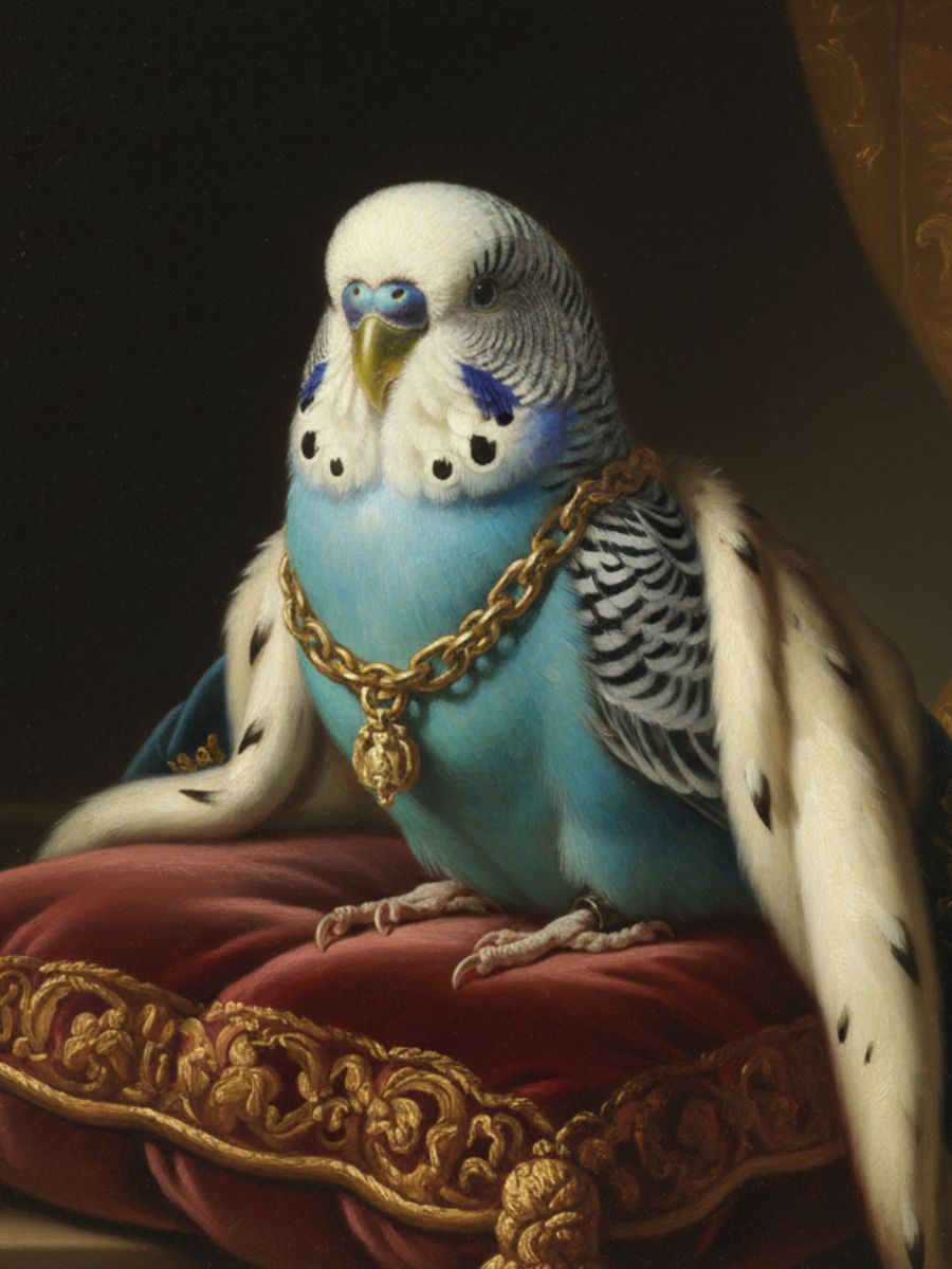 セキセイインコのルネサンス風肖像画