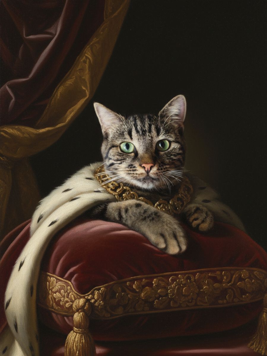 キジトラ猫のルネサンス風肖像画